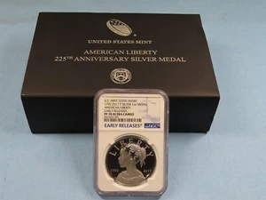 2017 P NGC PF 70 ULTRA CAMEO PROOF AMERICAN LIBERTY 1 oz. SILVER MEDAL BOX COA - Picture 1 of 10