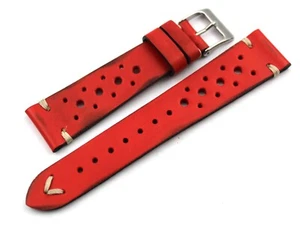Strap Racing Genuine Leather Red 20/16mm Accessories Replacement Quality New - Picture 1 of 4