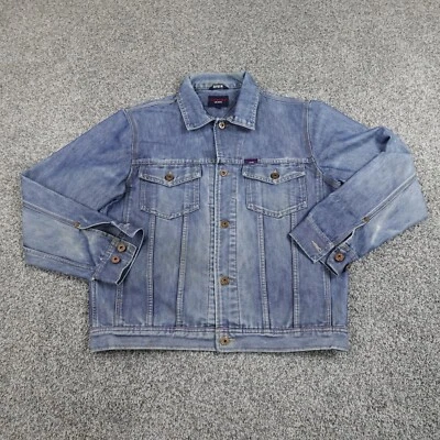VTG Tommy Hilfiger Jacket Mens M Blue Denim Western Trucker Grunge Fade 90s Y2K - Image 1 of 4