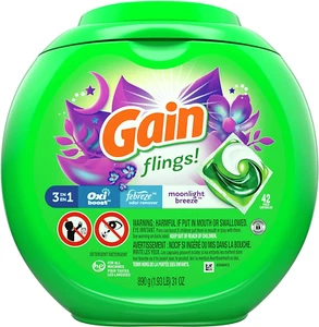Gain Flings! Liquid Laundry Detergent Pacs, Moonlight Breeze, 42 Count - Picture 1 of 12