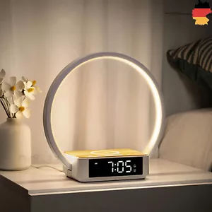Nachttischlampe mit Ladefunktion, mit Uhr, Wake Up Licht Wecker Touch Dimmbar - Bild 1 von 12