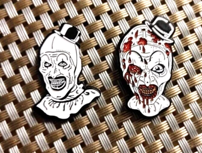 Terrifier  (movie) Lot 2 Enamel Metal Pin Badge New Horror Art Clown - Image 1 of 4