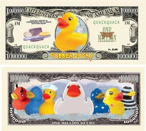 100 TOTAL - Rubber Ducky Million Dollar Collectible Novelty Bills - Play Money - Picture 1 of 5