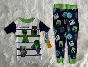 Minecraft Pajamas Set Boys Sz 4 Jogger PJ 2 Piece Short Sleeve - Picture 1 of 10