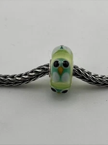 Authentische Trollbeads einzigartige OOAK Bead blaue Eule auf Limettenbasis BRANDNEU! #77 - Bild 1 von 4