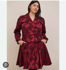 NWOT Woman’s Torrid Disney Mickey Jacquard Swing Trench Coat Plus Size 4 - Picture 1 of 9