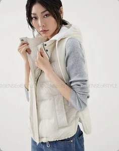 Brunello Cucinelli Women's Vest Monili trim Jacket Puffer Down Hooded 42 M - Picture 1 of 9