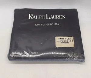 VTG RALPH LAUREN Twin Flat Sheet (Irregular) Chambray Blue 100% cotton - Picture 1 of 6