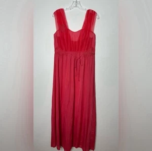 Kickernick Bright Pink Vintage Maxi Dress Nightgown Lingerie Size 36 - Picture 1 of 11