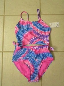 NWT ~ SO Girls One-Piece Swimsuit ~ Size 12 ~ $32 ~ Blue / Pink / Purple Tie Dye - Picture 1 of 4