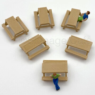 Dozen (12) - HO Scale Picnic Tables - 3D Railroad Train Layout Scenery Miniature - Image 1 of 4