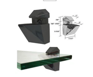 Black Adjustable Glass or Wood Shelf Brackets - Pair - Picture 1 of 1