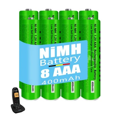 4/6/8 Rechargeable NI-MH Batteries AAA 1.2V 400mAh for Panasonic Cordless Phones - Image 1 of 4