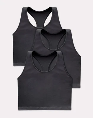 Hanes Originals Women's Racerback Crop Tank Top with Built-In Bra, 3-Pack - Image 1 of 4