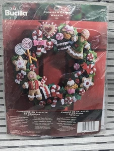Bucilla "Cookies & Candy Wreath" Felt Applique Kit 15" Round #86264 2014 - Picture 1 of 6