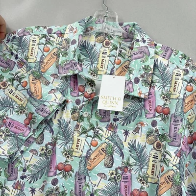 Smith & Quinn Shirt Mens 2XL Mint Mom Water Tropical Print Button Down Stretch - Image 1 of 4