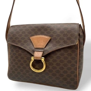 Pre-owned CELINE Macadam Shoulder Bag, Crossbody, Gold, From Japan - Picture 1 of 10