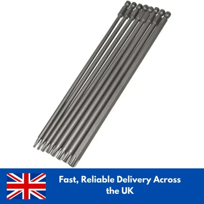 8pcs 200mm 7.9" Magnetic Long Torx Bit Set T8 10 15 20 25 27 30 40 - 1/4'' Hex - Image 1 of 4