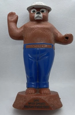 SMOKEY THE BEAR PLASTIC COIN BANK, PREVENT FOREST FIRE * no shovel - Image 1 of 4