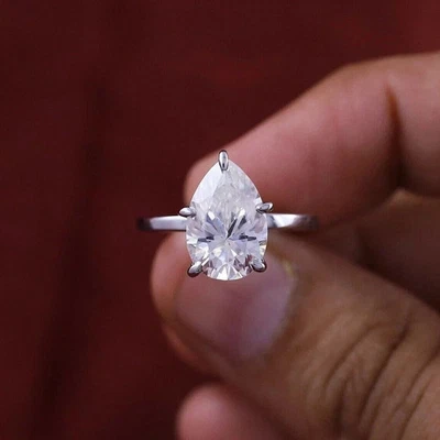 4.15 Ct Treated White Diamond Solitaire Ring 925 Silver Certified Great Shine - Image 1 of 4