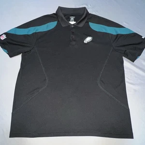 Reebok Philadelphia Eagles Short Sleeve Polo Shirt Men’s XL Black Logo -4724 - Picture 1 of 15