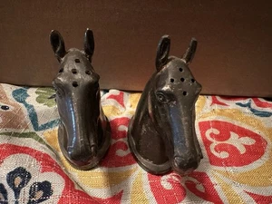Vintage Horse Head Salt & Pepper Shakers 2" Jenning Brothers Marked J B 863 - Picture 1 of 8