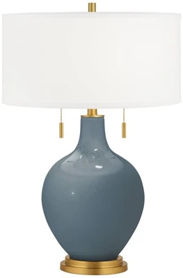 Color Plus Toby Brass 28" Smoky Blue Glass Table Lamp - Imagem 1 de 4