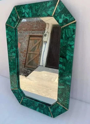 Random Malachite Stone Mirror 36"x 24" Frame Wall Hanging Bathroom Mirror Decors - Image 1 of 4
