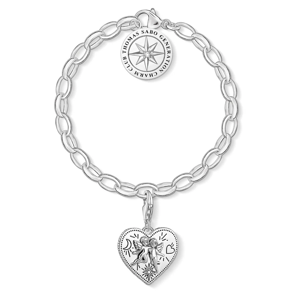 Thomas Sabo Damen Charmarmband Herz Club 925er Sterling Silber schmuck 17 Cm