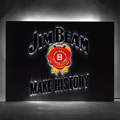 Jim Beam Whisky LED Leuchtreklame Edelstahl inkl. Netzteil "Make It Count"    - Bild 1 von 4