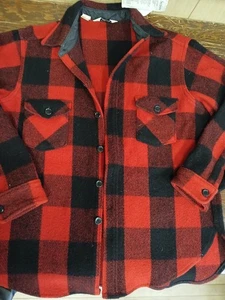 Vintage Woolrich Mackinaw Cruiser Jacket Buffalo Plaid Black Red XL Wool - Picture 1 of 9
