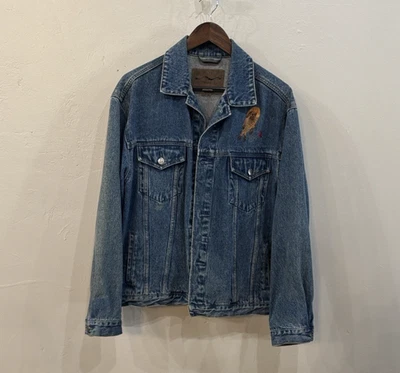 Mens Medium Port Authority Denim Jacket The Veterans Indian Embroidery L/S - Image 1 of 4