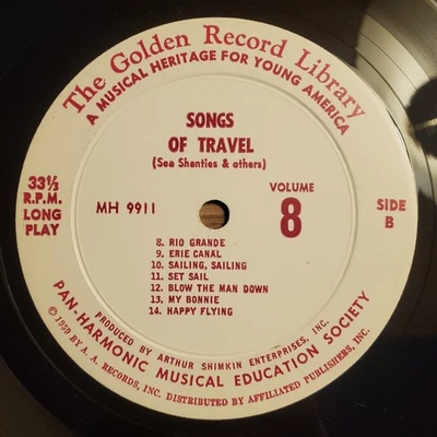 GOLDEN RECORD LIBRARY VOL 8 SONGS OF TRAVEL LP 1959 - Image 1 of 4