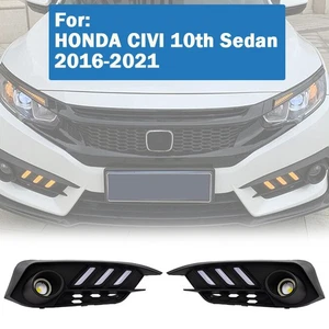 2* Daytime Running Light DRL Fog Lamps Angel Eyes For 2016~2018 Honda Civic 10th - Picture 1 of 11