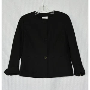 AKRIS PUNTO Black Button Down Wool Blazer Jacket Size 4 - Picture 1 of 10