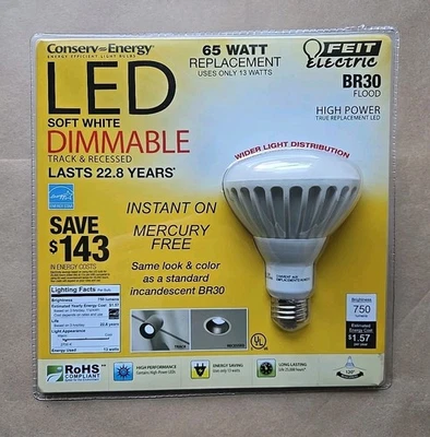 Feit Electric LED Soft White Dimmable BR30 Flood 65W Replacement 750 Lumens - Image 1 of 4
