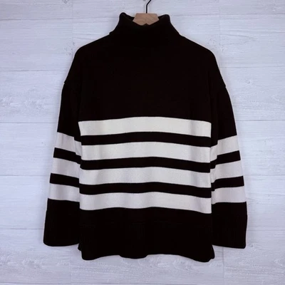 Suéter Jersey COS Mezcla Lana Cuello Alto Gran Tamaño Talla Pequeña Rayas Negro Acogedor Foto 1 de 4