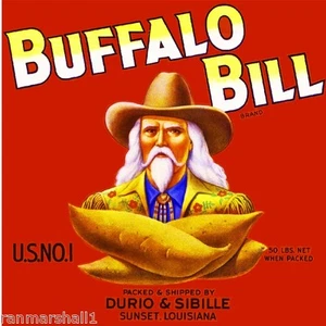 Sunset Louisiana Buffalo Bill Süßkartoffel Yams Yams Gemüsekiste Etikettendruck - Bild 1 von 1