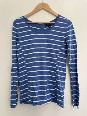 Camisa de manga larga Banana Republic para mujer a rayas de algodón con botones en la espalda azul Bella M Foto 1 de 4