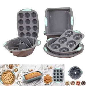 Cake Molds Silicone Round Non- Stick Gary Medium Modern Easy Clean Novelty - Picture 1 of 32