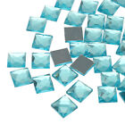 50 pièces strass à dos plat acrylique 12 mm carrés pierre précieuse bleu lac
