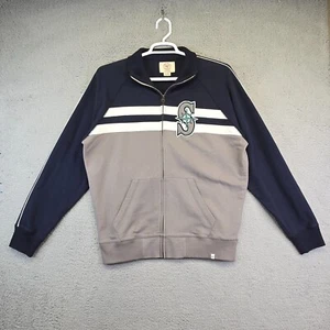 Seattle Mariners Jacket Men’s Large Cotton Blue Gray Full Zip High Neck 47 Brand - Picture 1 of 15