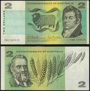 1967 Australian Scarce Very Fine $2 FKH 500830 Coombs Randall Banknote issue r82 - Bild 1 von 1