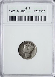 1921-D Mercury Dime ANACS G4 Soap Box Holder SMM - Picture 1 of 3