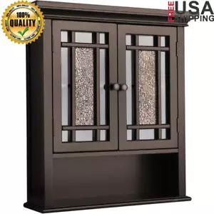 Over The Toilet Wall Cabinet Adjustable Shelves Mosaic Doors Storage Solution US - Picture 1 of 8