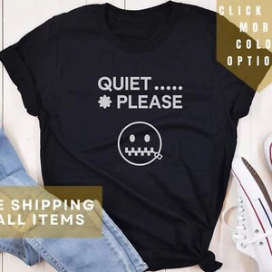Quiet Please Shirt, Funny Introvert Shirt, Minimalist Design, Men's/Women's Size - Picture 1 of 3