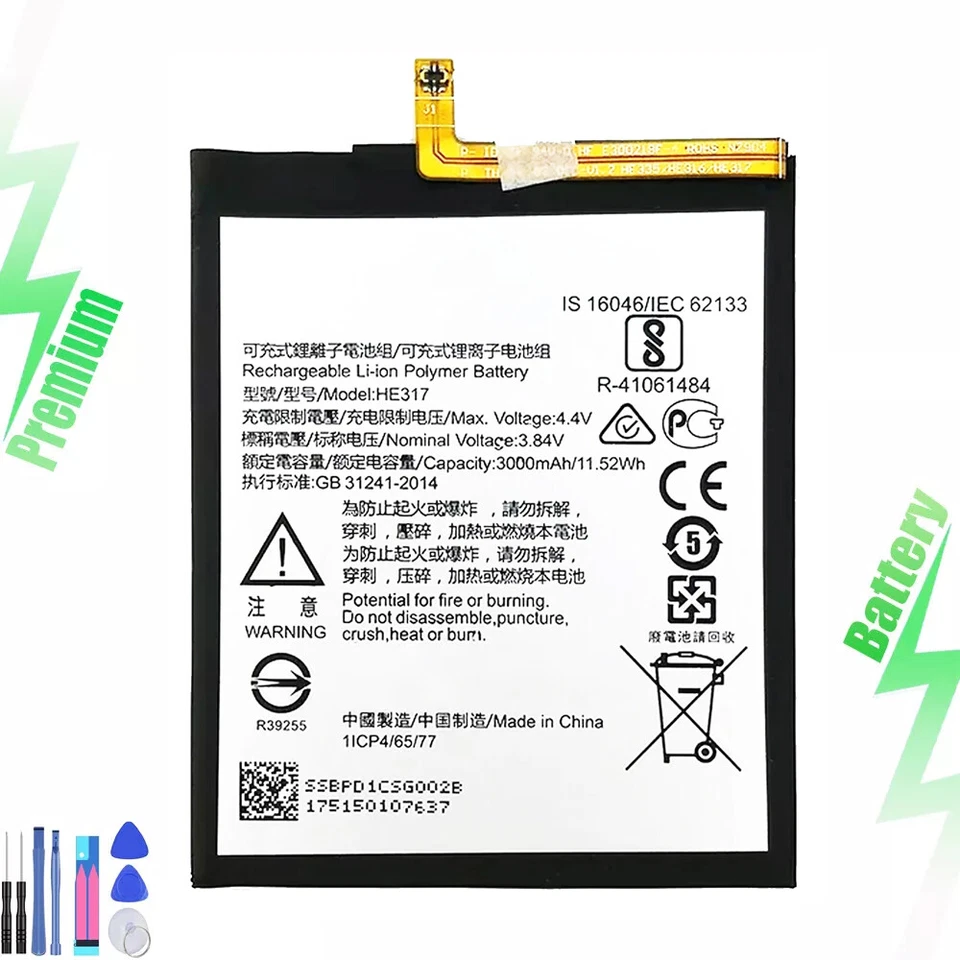 Nueva batería HE317 para Nokia 6 TA-1000 TA-1003 TA-1021 TA-1025 TA-1033 TA-1039 Foto 1 de 4