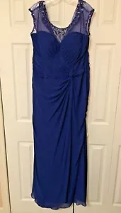 Cameron Blake by Mon Cheri Long Dress Blue with Keyhole Back Size 20 - Picture 1 of 10