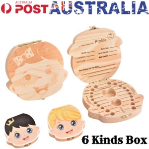 Baby Tooth Box Organizer Save Milk Teeth Wood Boy Girl Kid Souvenir Storage Case - Picture 1 of 22