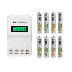 8Pack AAA 800mAh Rechargeable Batteries 1.2V NI-MH + 4 Slots LCD Battery Charger - Picture 1 of 14